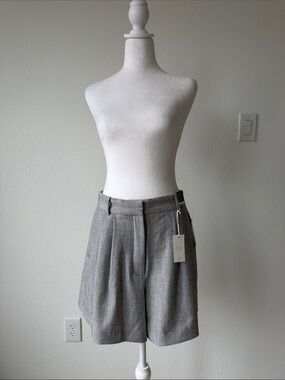 Abercrombie & Fitch Gray High-Waist Tailored Shorts